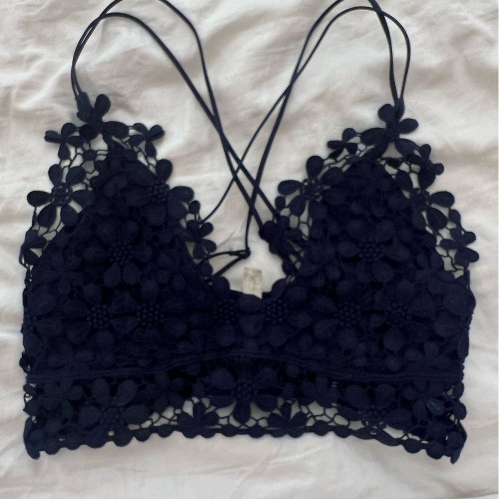 Free People Miss Dazie Bralette Navy Blue, S